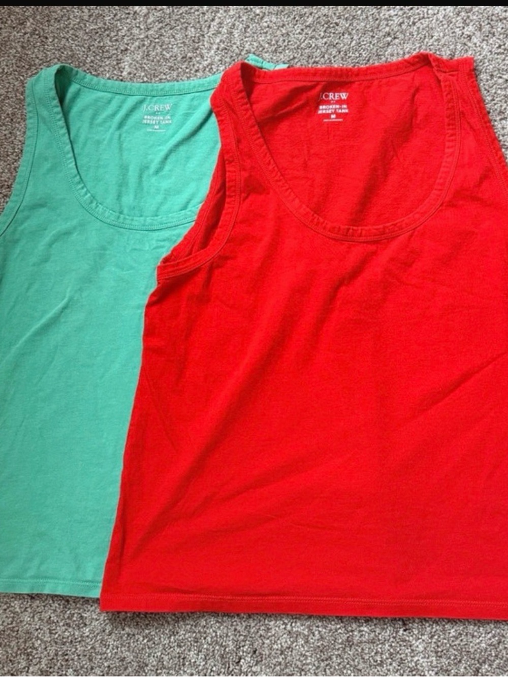 J. Crew women’s ' Red and Mint Tank Tops - 2-Pack